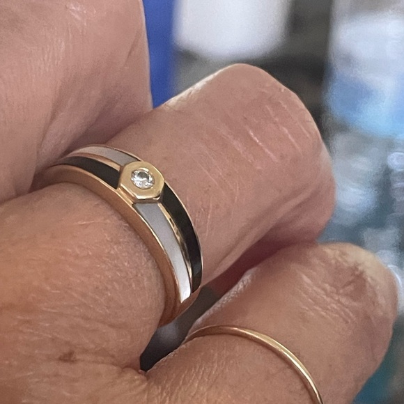 14k Diamond Inlay Ring - Picture 2 of 10